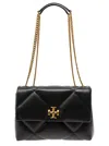 Tory Burch Kira Diamond Black Crossbody Bag With Double T Logo In Quilted Leather Woman