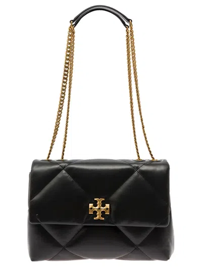 Tory Burch Kira Diamond Black Crossbody Bag With Double T Logo In Quilted Leather Woman