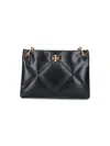 Tory Burch Kira Diamond Black Quilted Shoulder Bag With Chain-link Shoulder Strap And Double T Logo Plaque On T In Black  