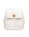 Tory Burch Small Kira Diamond Quilted Leather Backpack In White