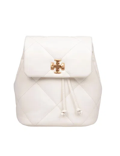 Tory Burch Small Kira Diamond Quilted Leather Backpack In White
