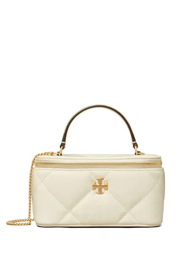 Tory Burch Kira Diamond Leather Vanity Case In White