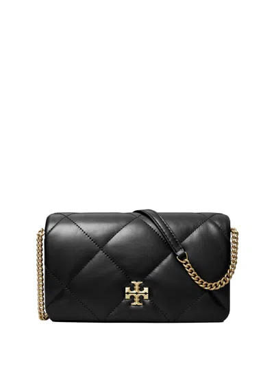 Tory Burch Kira Diamond Leather Wallet On Chain In Black