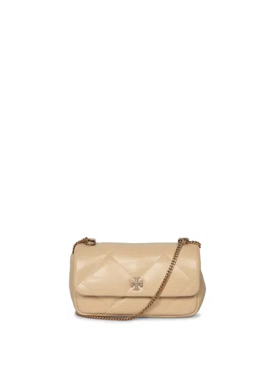 Tory Burch Mini Kira Quilted Leather Crossbody Bag In Neutro