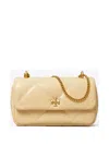 Tory Burch Mini Leather Shoulder Bag With Diamond Quilting In Yellow