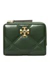Tory Burch Kira Diamond Quilted Leather Bifold Wallet In Fir Tree