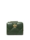Tory Burch Kira Diamond Quilted Leather Bifold Wallet In Green