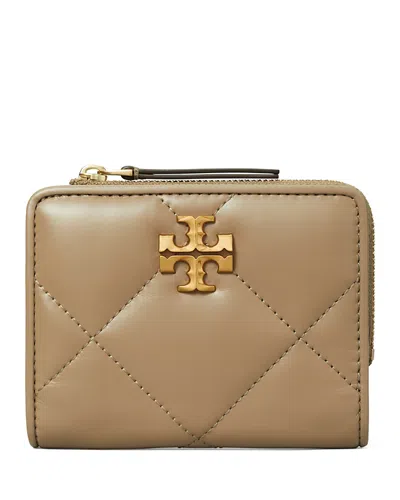 Tory Burch Kira Diamond Quilted Leather Bifold Wallet In Taupe Oak