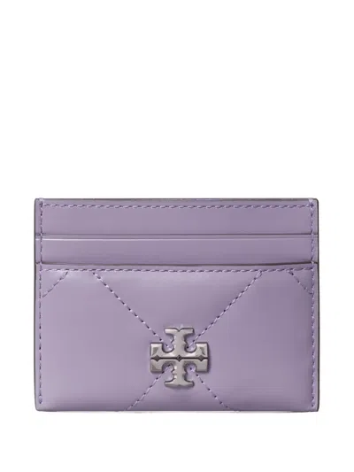 Tory Burch Kira Diamond Quilt Card Case In Purple