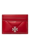 Tory Burch Kira Diamond Quilted Leather Card Case In Red
