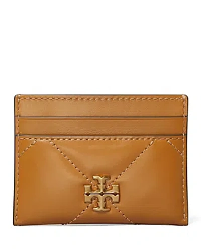 Tory Burch Kira Diamond Quilt Card Case In Tan/gold