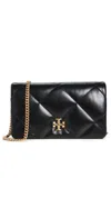 Tory Burch Kira Diamond-quilted Leather Wallet On Chain In Black
