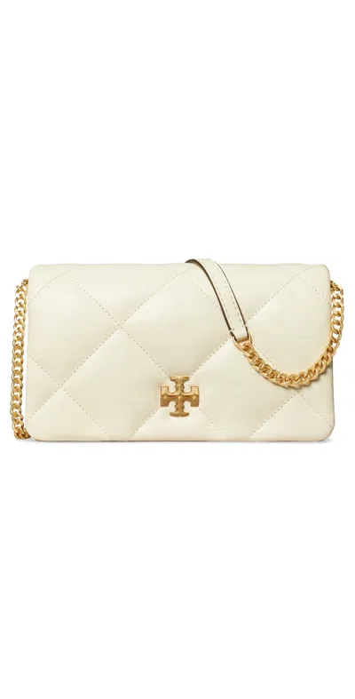 Tory Burch Kira Diamond Quilt Chain Wallet Warm White In Yellow