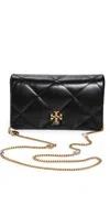 Tory Burch Kira Diamond-quilted Leather Wallet On Chain In Black