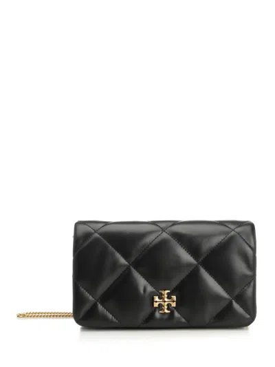 Tory Burch Kira Diamond Quilt Charm Chain Wallet Crossbody Bags Black