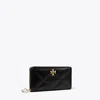 Tory Burch Kira Diamond Quilt Charm Continental Wallet In Black