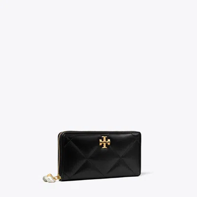 Tory Burch Kira Diamond Quilt Charm Continental Wallet In Black