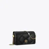 Tory Burch Kira Charm Diamond Quilt Chain Wallet In Black