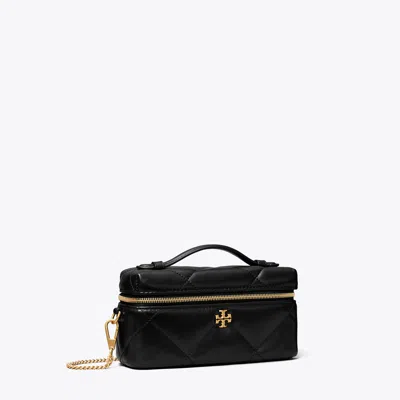 Tory Burch Kira Diamond Quilt Charm East-west Vanity Case In Black