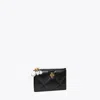 Tory Burch Kira Diamond Quilt Charm Zip Card Case In Black