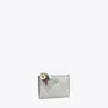 Tory Burch Kira Diamond Quilt Charm Zip Card Case In White
