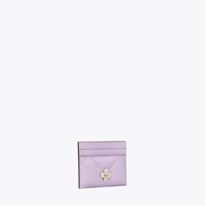 Tory Burch Kira Diamond Quilt Clover Card Case In Purple Heather