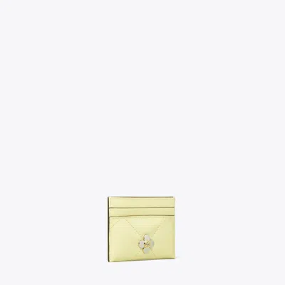 Tory Burch Kira Diamond Quilt Clover Card Case In Yellow