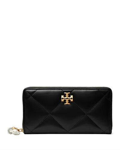 Tory Burch Kira Diamond Quilt Continental Wallet In Black