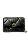 Tory Burch Small Kira Diamond Quilted Convertible Leather Shoulder Bag In Black