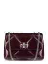 Tory Burch Kira Diamond Quilt Distressed Convertible Shoulder Bag In Burgundy
