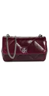 Tory Burch Kira Diamond Quilt Distressed Mini Flap Bag Dark Carmine In Red