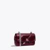 Tory Burch Kira Diamond Quilt Distressed Mini Flap Bag In Red