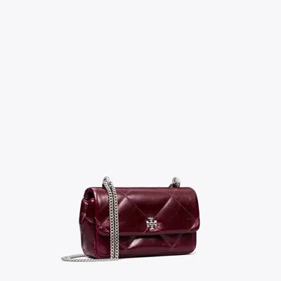 Tory Burch Kira Diamond Quilt Distressed Mini Flap Bag In Red