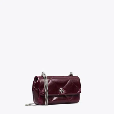Tory Burch Kira Diamond Quilt Distressed Mini Flap Bag In Red