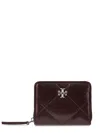 Tory Burch Kira Diamond Quilt Distressed Small Zip Around Wallet In Black