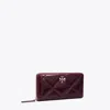 Tory Burch Kira Diamond Quilt Distressed Zip Continental Wallet In Burgundy