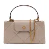 Tory Burch Kira Diamond Quilt East West Top Handle Purse In Neutral