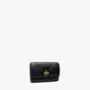 Tory Burch Kira Diamond Quilt Flap Card Case In Black