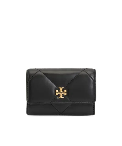 Tory Burch Kira Diamond Quilt Flap Card Case In Black