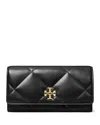 Tory Burch Kira Diamond Quilted Leather Flap Wallet In Black