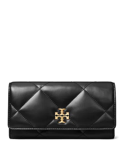 Tory Burch Kira Diamond Quilted Leather Flap Wallet In Black