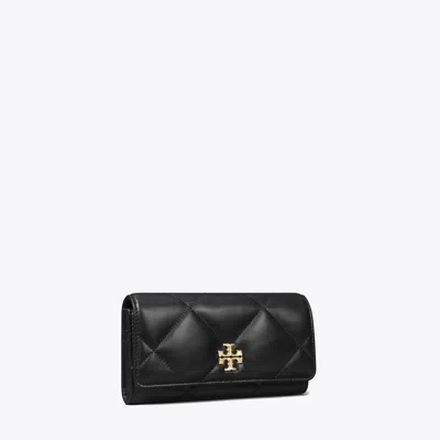 Tory Burch Kira Diamond Quilt Flap Wallet In Black
