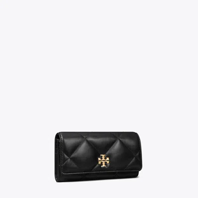 Tory Burch Kira Diamond Quilt Flap Wallet In Black