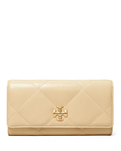 Tory Burch Kira Diamond Quilt Flap Wallet In Vanilla Soft Serve