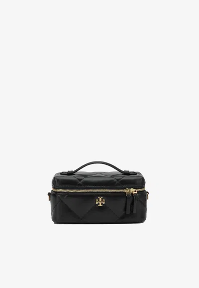 Tory Burch Kira Diamond Quilt Leather Beauty Case In Black