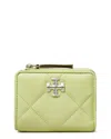 Tory Burch Kira Diamond Quilted Leather Bi-fold Wallet In Green