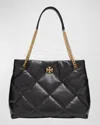 Tory Burch Kira Diamond-quilt Leather Tote Bag In Black