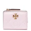 Tory Burch Kira Diamond Quilt Leather Wallet In Pink