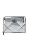 Tory Burch Small Kira Diamond Quilt Metallic Zip-around Wallet In Metallic