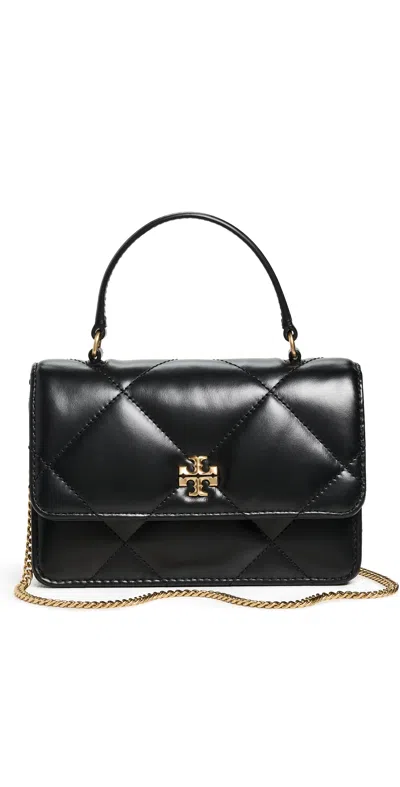 Tory Burch Kira Diamond Quilt Mini Top Handle Chain Crossbody Bag Black